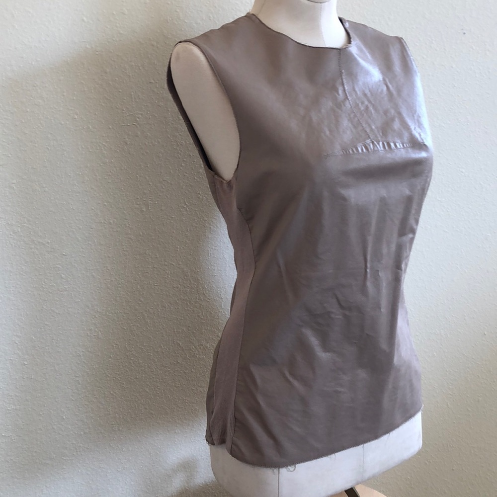 BCBG Maxazaria faux leather shell